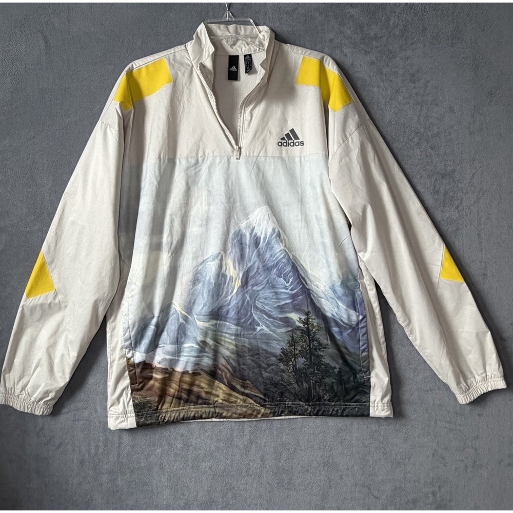 Adidas Sportswear Mountain Graphic 1/4 Zip Jacket Windbreaker Size Medium GL5698